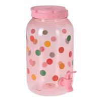 Drank dispenser/limonadetap - met tapje - kunststof - 3750 ml - roze - H27 x D19 cm - thumbnail