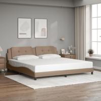 vidaXL Bedframe met hoofdbord kunstleer cappuccinokleurig 200x200 cm