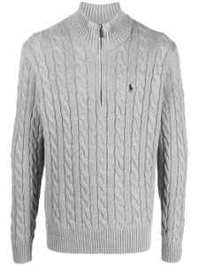 Polo Ralph Lauren pull en maille torsadée à col zippé - Gris