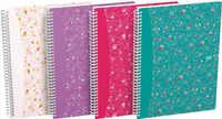 Oxford Floral hardcover spiraalschrift, ft B5, 60 vel, geruit 5 mm, 3 geassorteerde designs