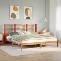 vidaXL Bed met boekenkast zonder matras grenenhout wasbruin 180x200 cm
