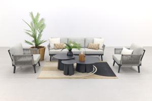 Durban/Velora royal grey stoel-bank loungeset - 6-delig