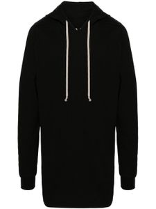 Rick Owens mid-length organic-cotton hoodie - Noir