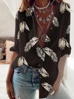 Casual Loose Shirt Collar Abstract Blouse
