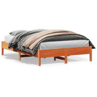 Bedframe massief grenenhout wasbruin 140x200 cm