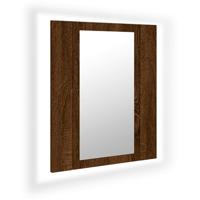 vidaXL Badkamerspiegelkast LED 40x12x45 cm bewerkt hout bruineiken, badkamerkast, badkamerkastje, toiletkastje, badkamer kast, medicijnkastje