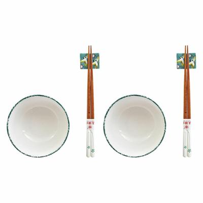 Sushi set DKD Home Decor 25 x 25 x 6,5 cm Porselein Hout Wit Groen Orientaals (6 Onderdelen) (25 x 25 x 6,5 cm) (6 pcs)