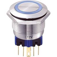 TRU Components GQ22-11E/B/12V Vandalismusgeschützter Drucktaster 250 V/AC 5A 1 x Ein/(Ein) tastend