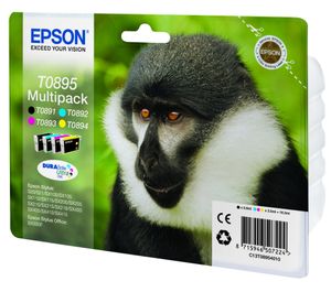 Epson Inktcartridge T0895 Origineel Combipack Zwart, Cyaan, Magenta, Geel C13T08954010