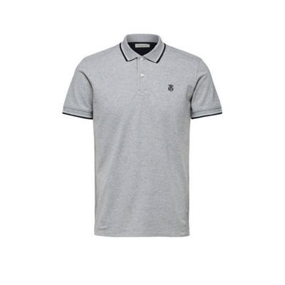 SELECTED HOMME slim fit polo met biologisch katoen grijs