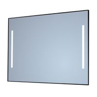 Spiegel Sanicare Q-Mirrors 90x70 cm Vierkant Met Links & Rechts LED Warm White, Omlijsting Mat Zwart incl. ophangmateriaal Zonder Schakelaar Sanicare