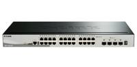 D-Link DGS-1510-28X Smart Managed Gigabit Stack Switch (28 poorten, waarvan 24 x 10/100/1000 Mbit/s, 4 x 10G SFP+).