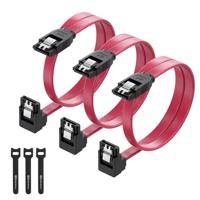 Cable Matters SATA III SATA-kabel van 6,0 Gbps met haakse hoek van 90 graden in pakket van 3 stuks (SATA 3-kabel) rood - 45 cm