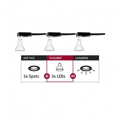 Paulmann 28784 LED-inbouwlamp Set van 3 stuks Energielabel: G (A - G) LED GU10 19.5 W Wit