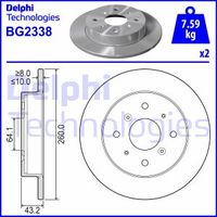 Remschijf DELPHI, Remschijftype: Massief, u.a. für Rover, Honda, MG, Acura