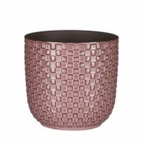 Plantenpot/bloempot keramiek roze stijlvol patroon - D13.5 en H13 cm