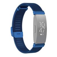 By Qubix - Compatible met Fitbit Inspire Milanese bandje met gesp - Maat: Small - Blauw - Compatible fitbit bandje