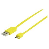 Micro USB kabel plat (geel 1m) voor o.a. smartphones - thumbnail