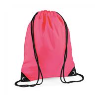 Nylon sport/zwemmen gymtas met rijgkoord - 45 x 34 cm - fluoriserend roze - Kinder tasjes - 12L