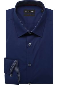 Jupiter Slim Fit Overhemd donkerblauw, Effen