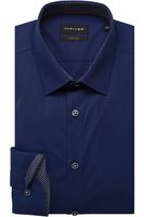 Jupiter Slim Fit Overhemd donkerblauw, Effen - thumbnail