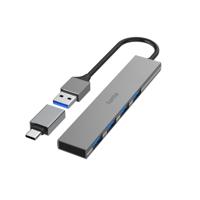 Hama USB-hub 4-poorts USB 3.2 Gen1 5 Gbit/s Ultra Slim Incl. USB-C-adapter - thumbnail