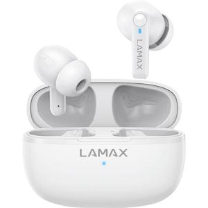 Lamax Clips1 Play In Ear headset Bluetooth Stereo Wit Indicator voor batterijstatus, Oplaadbox, Volumeregeling, Bestand tegen zweet, Touchbesturing,