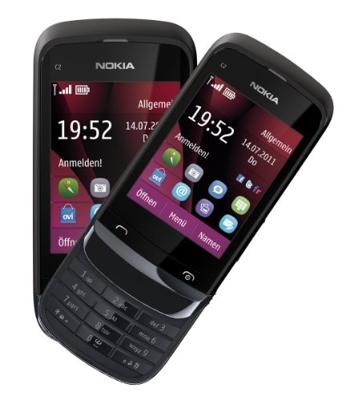 Nokia C2-02 smartphone (6,6 cm (2,6 inch) touchscreen, 2 megapixel camera, Bluetooth), chrome schwarz