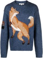 Maison Kitsuné pull en intarsia à logo brodé - Bleu