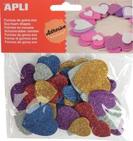 Apli Kids zelfklevende glitter harten, blister met 50 stuks