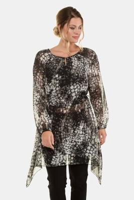 Ulla Popken Longblouse, tunnelkoord in taille, chiffon - Grote Maten Ulla Popken Longblouse, tunnelkoord in taille, chiffon - Grote Maten
