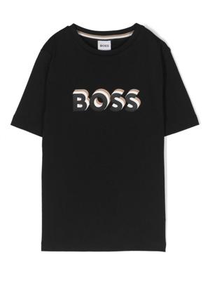 BOSS Kidswear Sweater met logoprint - Zwart