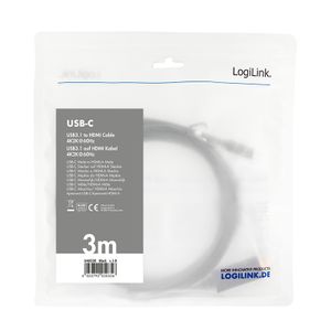 LogiLink UA0330 USB-C-displaykabel USB-C / HDMI Adapterkabel USB-C stekker, HDMI-A-stekker 3.00 m Zwart