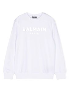 Balmain Kids sweat en coton à logo imprimé - Blanc