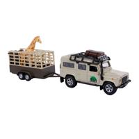 Kids Globe Globe Die-cast Land Rover met Giraffe-trailer, 29cm - thumbnail