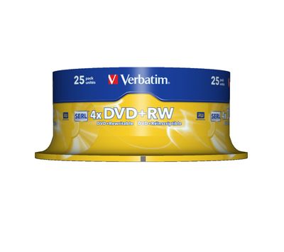 Verbatim 43489 DVD+RW disc 4.7 GB 25 stuk(s) Spindel Herschrijfbaar