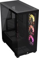 CORSAIR 3500X ARGB Mid-Toren ATX PC-Behuizing - Panoramisch Gehard Glas - Omgekeerde Aansluiting Moederbordcompatibel - 3x CORSAIR RS120 ARGB Ventilatoren Inbegrepen - Zwart