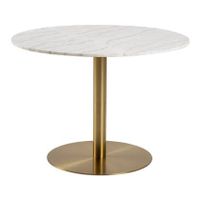 "by fonQ Marble Eettafel Marmer - Ø 105 cm - Wit/Goud "