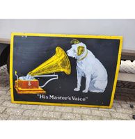 His Master&apos;s Voice Emaille Bord 122 x 84 cm Zeldzaam Origineel - thumbnail