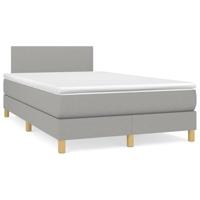 vidaXL Boxspring met matras en LED stof lichtgrijs 120x190 cm, bed, boxspringbed, tweepersoonsbed, slaapmeubel, boxspring bed, bed met matras