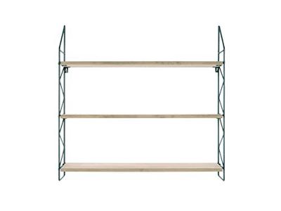 Present Time Zig Zag Wandrek met 3 legplanken, 60 x 60 cm, diepte 11 cm, zwart frame