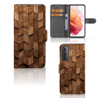 Book Style Case voor Samsung Galaxy S21 Wooden Cubes