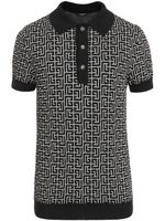 Balmain polo à motif PB en jacquard - Noir - thumbnail