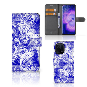 Telefoonhoesje met Naam OPPO Find X5 Angel Skull Blauw