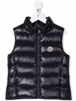 Moncler Enfant gilet matelassé zippé à patch logo - Bleu