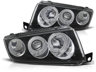 Tuning-Tec Koplampen dual halo rims SKODA FABIA I 12 99-08 ANGEL EYES ZWART