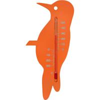 Nature Buitenthermometer - oranje - specht - 15cm - tuin thermometer   - - thumbnail