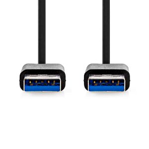 Nedis USB-Kabel | USB 3.2 Gen 1 | USB-A Male | USB-A Male | 5 Gbps | Vernikkeld | 1.00 m | Rond | PVC | Zwart | Doos - CCGB61000BK10