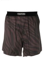 TOM FORD boxer en soie à imprimé zèbre - Marron - thumbnail