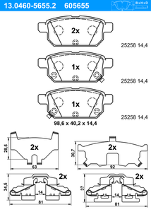 Remblokkenset, schijfrem ATE, u.a. fÃ¼r Suzuki